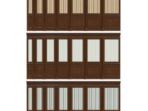 pain&eacute;is de madeira com papel de parede 011 Modelo 3D