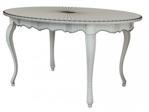 classic table with inlaid veneer 1500 3D Model