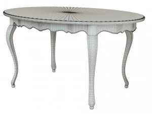 classic table with inlaid veneer 1500 3D Model