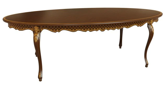 classic table with inlaid veneer 2400 3D Model .c4d .max .obj .3ds .fbx .stl .blend 