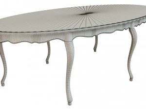 classic table with inlaid veneer 3000 3D Model
