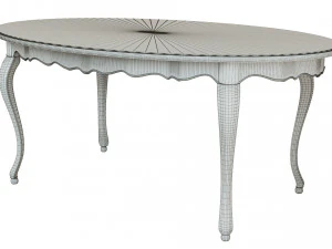 classic table with carvings 1800 3D Model