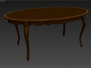 classic table with carvings 1800 Model 3D