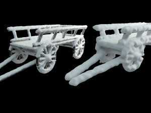 wooden cart covered with snow 01 3D Model