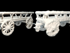 wooden cart covered with snow 01 3D Модель
