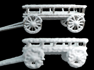 wooden cart covered with snow 01 3D Модель