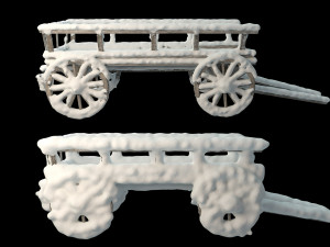 wooden cart covered with snow 01 3D Модель