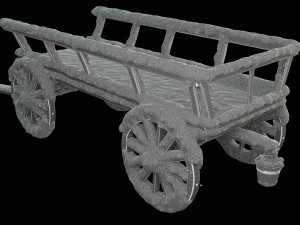 wooden cart covered with snow 01 3D Модель