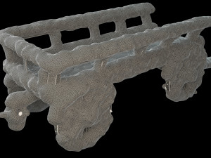 wooden cart covered with snow 01 3D Модель