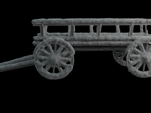 wooden cart covered with snow 01 3D Модель