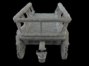 wooden cart covered with snow 01 3D Модель