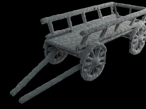 wooden cart covered with snow 01 3D Модель