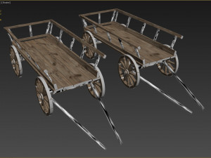 wooden cart covered with snow 01 3D Модель