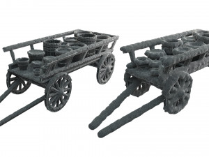 wooden cart covered with snow 02 3D 모델