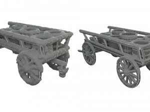 wooden cart covered with snow 02 3D 모델