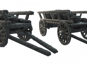 wooden cart covered with snow 02 3D 모델