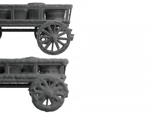 wooden cart covered with snow 02 3D 모델