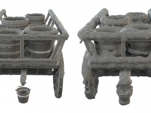 wooden cart covered with snow 02 3D 모델