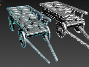 wooden cart covered with snow 02 3D 모델