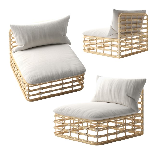 Cana Outdoor Armless Chair HQ 3D Модель .c4d .max .obj .3ds .fbx .stl .blend 
