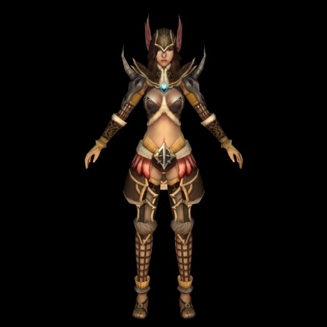 fantasy warrier girl 3D 모델 .c4d .max .obj .3ds .fbx .stl .blend 