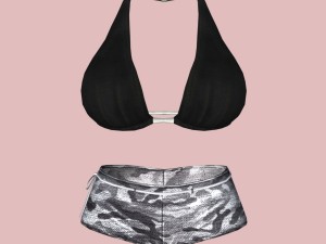 sexy black white army bikini 3D 模型