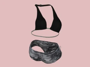biqu&iacute;ni sexy preto e branco militar Modelo 3D