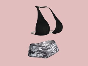 sexy black white army bikini 3D Model