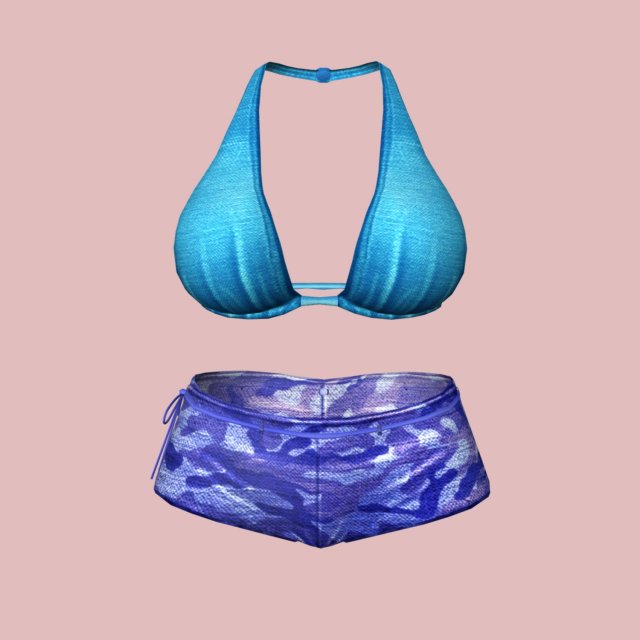 sexy blue army bikini 3D Модель .c4d .max .obj .3ds .fbx .stl .blend 