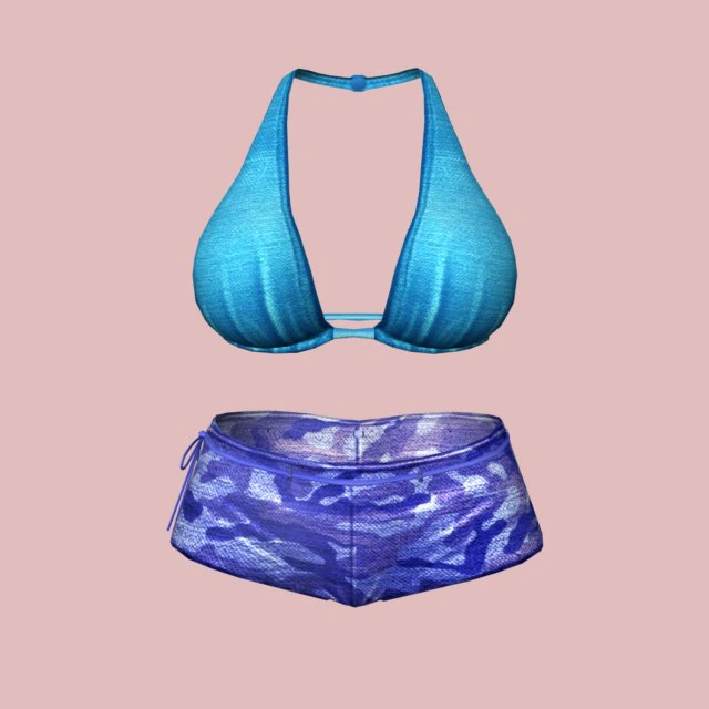 sexy blue army bikini 3D Model .c4d .max .obj .3ds .fbx .stl .blend 