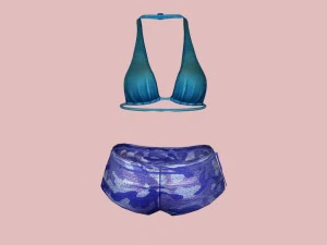 sexy blue army bikini 3D Model