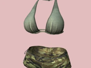 biqu&iacute;ni militar verde sexy Modelo 3D
