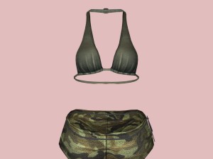 sexy green army bikini 3D Model