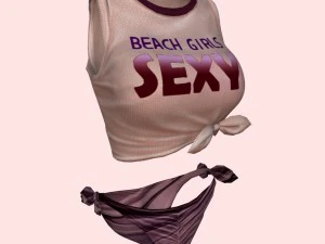sexy beach bikini pink 04 3D Model