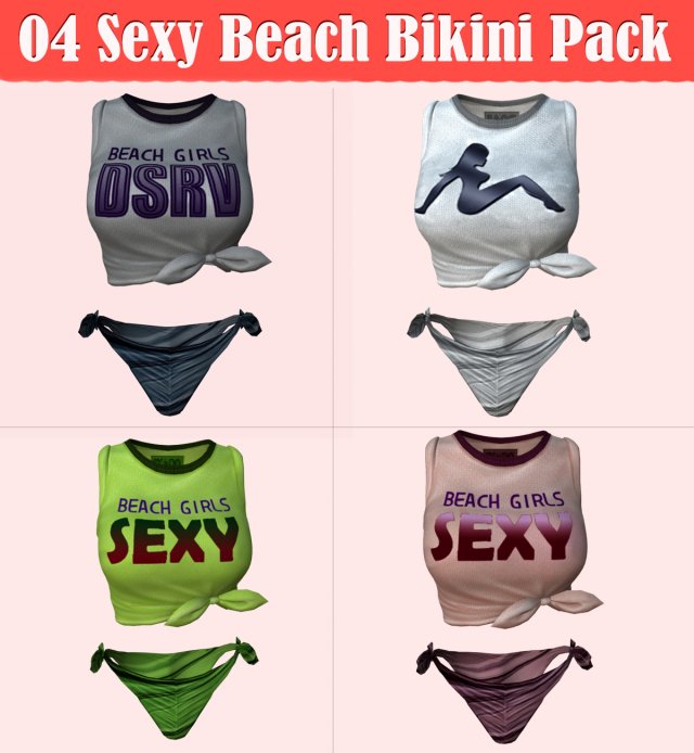 04y beach bikini pack 3D 모델 .c4d .max .obj .3ds .fbx .stl .blend 