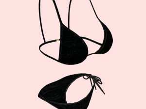 sexy black dotted bikini p04 3D Model