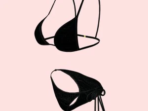 sexy black dotted bikini p04 3D Model