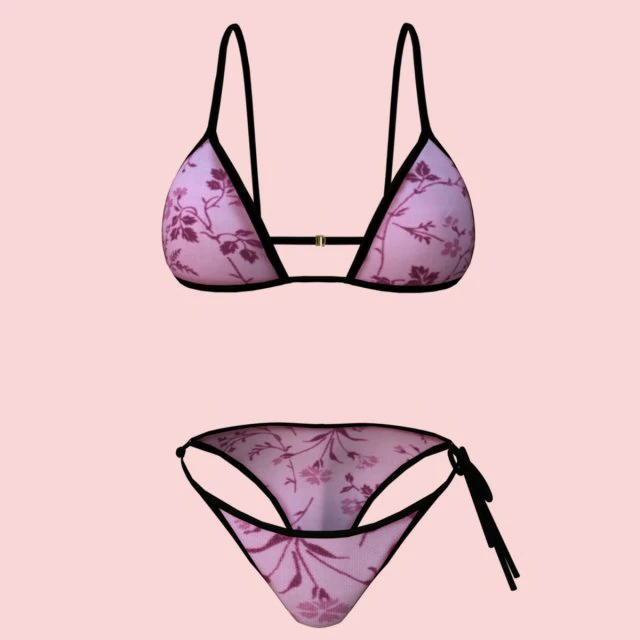 sexy pink floral bikini p08 3D Model .c4d .max .obj .3ds .fbx .stl .blend 