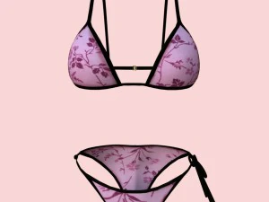 sexy pink floral bikini p08 3D Model