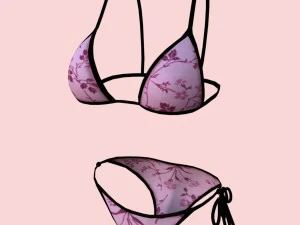 sexy pink floral bikini p08 3D Model
