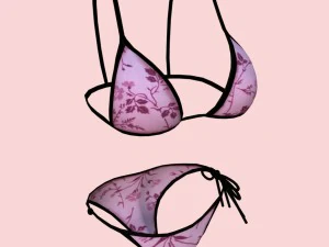 sexy pink floral bikini p08 3D Model