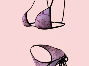 sexy pink floral bikini p08 3D Model