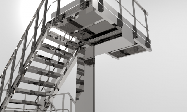 three-level staircase 3D Model .c4d .max .obj .3ds .fbx .stl .blend 
