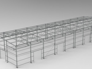 little factory with steel construction 3D Model