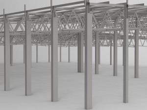 aircraft hangar of metal 3D Model