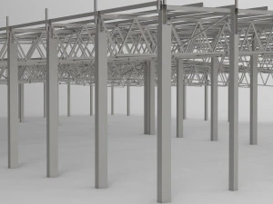 aircraft hangar of metal 3D Model