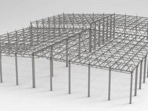 aircraft hangar of metal 3D Model
