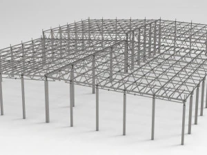 aircraft hangar of metal 3D Model