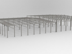 aircraft hangar of metal 3D Model