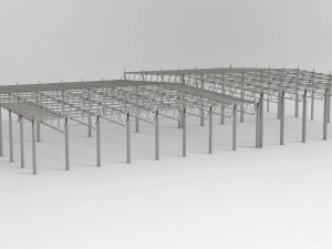 aircraft hangar of metal 3D Model